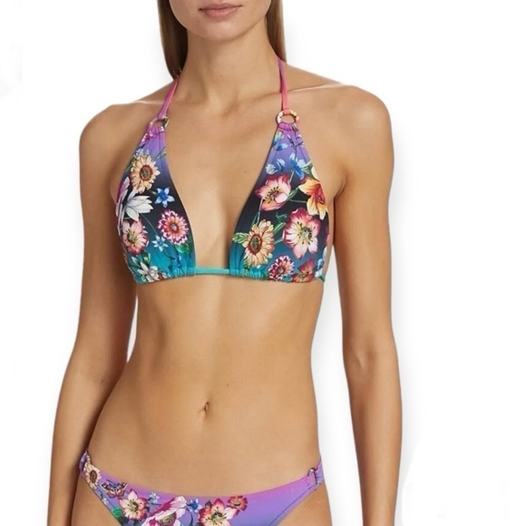 NEW Johnny Was Ring Floral Triangle‎ Bikini Top Size Small MSRP $98